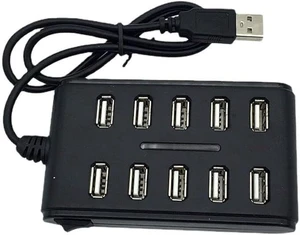 AJMRTC 10 Port USB 2.0 Hub, High Speed USB Splitter Multi Port Expansion Adapter, 480Mbps USB Extension Hub with Cable for Laptop, Desktop PC, Flash Drive, Keyboard, Mouse, Card Reader, Low Power USB AJMRTC 10 Port USB 2.0 Hub, High Speed USB Splitter Multi Port Expansion Adapter, 480Mbps USB Extension Hub with Cable for Laptop, Desktop PC, Flash Drive, Keyboard, Mouse, Card Reader, Low Power USB