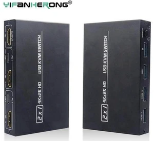 AJMRTC 2 Port HDMI KVM Switch 2 in 1 Out, 4K@30Hz HDMI-Compatible Video Selector with USB 2.0 Hub, Share Keyboard Mouse Monitor for 2 Computers Laptops Gaming Workstation AJMRTC 2 Port HDMI KVM Switch 2 in 1 Out, 4K@30Hz HDMI-Compatible Video Selector with USB 2.0 Hub, Share Keyboard Mouse Monitor for 2 Computers Laptops Gaming Workstation