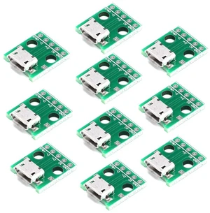 AJMRTC 10Pcs Micro USB B Type 5Pin Female to DIP Adapter Board, MicroUSB to Through Hole PCB Converter Pinboard for DIY Soldering Project AJMRTC 10Pcs Micro USB B Type 5Pin Female to DIP Adapter Board, MicroUSB to Through Hole PCB Converter Pinboard for DIY Soldering Project
