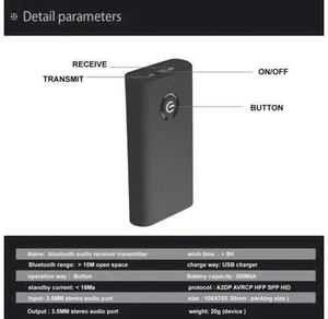 AJMRTC 2 in 1 3.5mm Stereo Audio Transceiver Adapter, Bluetooth Audio Receiver Transmitter, Wireless Audio Converter for Headphones TV PC Speaker AJMRTC 2 in 1 3.5mm Stereo Audio Transceiver Adapter, Bluetooth Audio Receiver Transmitter, Wireless Audio Converter for Headphones TV PC Speaker