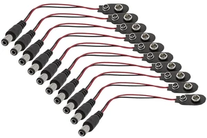 AJMRTC 10Pcs 9V Battery Clips, I-Type Snap-on Leather Shell Battery Buckle Connector, 9 Volt Battery Holder Wire Leads for Electronic DIY Projects AJMRTC 10Pcs 9V Battery Clips, I-Type Snap-on Leather Shell Battery Buckle Connector, 9 Volt Battery Holder Wire Leads for Electronic DIY Projects