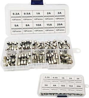 AJMRTC 100Pcs 5x20mm Fast Blow Glass Tube Fuse Assortment Kit, 0.2A to 20A Mixed Current Rating, 250V Glass Fuses for Car, Power Supply, Electronic Circuit Overload Protection AJMRTC 100Pcs 5x20mm Fast Blow Glass Tube Fuse Assortment Kit, 0.2A to 20A Mixed Current Rating, 250V Glass Fuses for Car, Power Supply, Electronic Circuit Overload Protection
