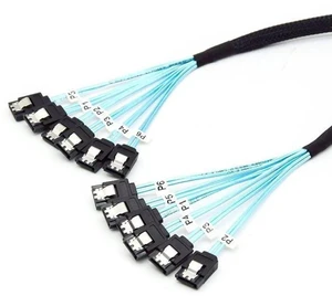 AJMRTC Mini SAS SAS4.0 Breakout Cable, 100CM 180 Degree, Mini SAS to 6 x SATA 7Pin Female Data Cable, 24Gbps High Speed Storage Cord for Server, RAID HBA, NAS, SATA HDD SSD Backplane Expansion AJMRTC Mini SAS SAS4.0 Breakout Cable, 100CM 180 Degree, Mini SAS to 6 x SATA 7Pin Female Data Cable, 24Gbps High Speed Storage Cord for Server, RAID HBA, NAS, SATA HDD SSD Backplane Expansion