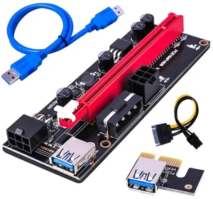 AJMRTC VER009S PCI-E 1X to 16X Riser Card, USB3.0 GPU Extension Adapter with 6-Pin Extra Power, 60CM Blue USB Cable for Graphics Card, Mining Rig & DIY PC Build AJMRTC VER009S PCI-E 1X to 16X Riser Card, USB3.0 GPU Extension Adapter with 6-Pin Extra Power, 60CM Blue USB Cable for Graphics Card, Mining Rig & DIY PC Build
