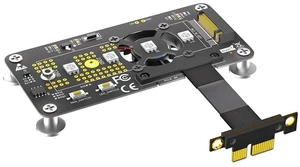AJMRTC M.2 NGFF M-Key to PCI-E X1/X4 Extension Riser Cable, PCIe3.0, with Cooling Fan & Auto Color Changing LED, 10CM for 2242/2260/2280 NVMe SSD, Desktop PC Storage Adapter