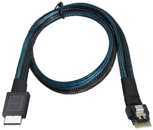 AJMRTC OCuLink SFF-8611 4i to SFF-8654 SlimSAS Active Cable, PCIe 4.0 16GT/s, 50cm High-Speed Data Cable for NVMe SSD, Server Backplane, HBA RAID Controller AJMRTC OCuLink SFF-8611 4i to SFF-8654 SlimSAS Active Cable, PCIe 4.0 16GT/s, 50cm High-Speed Data Cable for NVMe SSD, Server Backplane, HBA RAID Controller