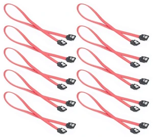 AJMRTC SATA 2.0 Data Cables, 3Gbps SATA II HDD Signal Wire, 40CM Straight SATA Cable for Hard Drive, SSD, RAID Controller, Desktop PC, Red, Pack of 10 AJMRTC SATA 2.0 Data Cables, 3Gbps SATA II HDD Signal Wire, 40CM Straight SATA Cable for Hard Drive, SSD, RAID Controller, Desktop PC, Red, Pack of 10