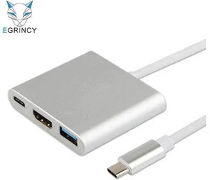 AJMRTC 3 in 1 USB 3.1 Type-C Multiport Hub Adapter Cable, 4K HDMI + USB3.0 + USB-C PD Pass-Through Port, Portable Multiport Dongle Compatible with Apple MacBook, USB-C Laptops AJMRTC 3 in 1 USB 3.1 Type-C Multiport Hub Adapter Cable, 4K HDMI + USB3.0 + USB-C PD Pass-Through Port, Portable Multiport Dongle Compatible with Apple MacBook, USB-C Laptops