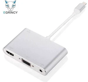 AJMRTC 3 in 1 Lightning to HDMI VGA AV Converter Adapter, 1080P Full HD Screen Mirroring with 3.5mm Audio Jack, Digital Video Adapter for iPhone iPad to TV, Monitor, Projector AJMRTC 3 in 1 Lightning to HDMI VGA AV Converter Adapter, 1080P Full HD Screen Mirroring with 3.5mm Audio Jack, Digital Video Adapter for iPhone iPad to TV, Monitor, Projector