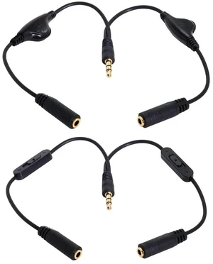 AJMRTC 2PCS 3.5mm Stereo Audio Y Splitter Cable, Male to Dual 3.5mm Female Headphone Splitter with Independent Volume Control Switch, Black for Headset, Speaker, Phone, Laptop Audio Sharing AJMRTC 2PCS 3.5mm Stereo Audio Y Splitter Cable, Male to Dual 3.5mm Female Headphone Splitter with Independent Volume Control Switch, Black for Headset, Speaker, Phone, Laptop Audio Sharing