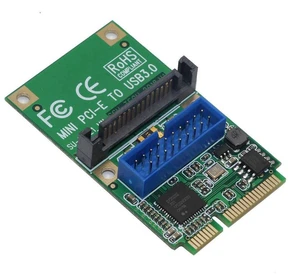 AJMRTC Mini PCI-E to USB 3.0 Expansion Adapter Card, Mini PCI Express to 19-Pin / 20Pin USB3.0 Internal Header Converter with 15Pin SATA Auxiliary Power Port for Desktop PC, Embedded System Front Pane AJMRTC Mini PCI-E to USB 3.0 Expansion Adapter Card, Mini PCI Express to 19-Pin / 20Pin USB3.0 Internal Header Converter with 15Pin SATA Auxiliary Power Port for Desktop PC, Embedded System Front Pane