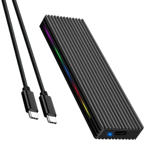 AJMRTC M.2 M Key NVMe SSD Enclosure, USB-C to USB-C 10Gbps / 5Gbps USB3.1 NGFF External SSD Case, Aluminum Alloy Portable Mobile Box with RGB Light, Black AJMRTC M.2 M Key NVMe SSD Enclosure, USB-C to USB-C 10Gbps / 5Gbps USB3.1 NGFF External SSD Case, Aluminum Alloy Portable Mobile Box with RGB Light, Black
