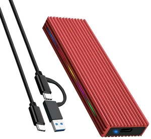 AJMRTC M.2 M Key NVMe SSD Enclosure, USB-C 3.1 Gen2 C to C / C to A Portable External SSD Case, Aluminum Alloy, Up to 10Gbps, RGB Activity Light, Red AJMRTC M.2 M Key NVMe SSD Enclosure, USB-C 3.1 Gen2 C to C / C to A Portable External SSD Case, Aluminum Alloy, Up to 10Gbps, RGB Activity Light, Red