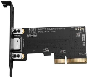 AJMRTC PCIe 4.0 X4 to SFF-8612 OCuLink Female Adapter Card, Support SFF-8611 OCuLink Data Cable, Compatible with Motherboard PCIe X4 / X8 / X16 Slot for eGPU, U.2 NVMe SSD, Storage Expansion AJMRTC PCIe 4.0 X4 to SFF-8612 OCuLink Female Adapter Card, Support SFF-8611 OCuLink Data Cable, Compatible with Motherboard PCIe X4 / X8 / X16 Slot for eGPU, U.2 NVMe SSD, Storage Expansion