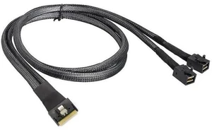 AJMRTC SlimSAS SFF-8654 8i PCIe4.0 to Dual Mini SAS HD SFF-8643 Breakout Cable, 32AWG 24Gbps EMI Shielded High Speed Cord for Server RAID HBA, NVMe SSD, Storage Backplane
