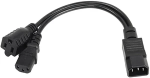 AJMRTC 1ft IEC320 C14 Male to C13 + NEMA 5-15R Y Splitter Power Cord, 18AWG 10A 250V AC Dual Output Cable for Server, PDU, UPS, Industrial Equipment AJMRTC 1ft IEC320 C14 Male to C13 + NEMA 5-15R Y Splitter Power Cord, 18AWG 10A 250V AC Dual Output Cable for Server, PDU, UPS, Industrial Equipment