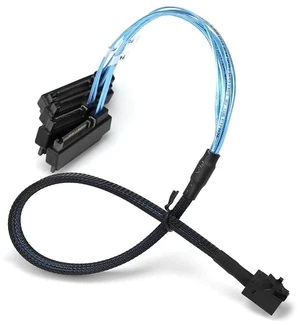 AJMRTC 100CM Mini SAS HD SFF-8643 to 4×SFF-8482 29Pin Breakout Cable, 12Gbps High Speed Server RAID Cord for SAS HDD, SAS SSD, RAID HBA, Storage Backplane, NAS AJMRTC 100CM Mini SAS HD SFF-8643 to 4×SFF-8482 29Pin Breakout Cable, 12Gbps High Speed Server RAID Cord for SAS HDD, SAS SSD, RAID HBA, Storage Backplane, NAS