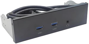 AJMRTC 2-Port USB3.2 Gen2x2 Front Panel Bracket, Fits 5.25" /3.5" Floppy Bay, 19Pin Header to USB-C 20Gbps + HD Audio Earphone Jack, Desktop Expansion Panel with Cable, Type B AJMRTC 2-Port USB3.2 Gen2x2 Front Panel Bracket, Fits 5.25" /3.5" Floppy Bay, 19Pin Header to USB-C 20Gbps + HD Audio Earphone Jack, Desktop Expansion Panel with Cable, Type B