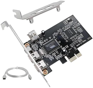 AJMRTC 4-Port IEEE1394A FireWire 400 PCIe Capture Card, 3 x 6Pin + 1 x 4Pin 1394A PCI Express Expansion Adapter, Includes 8cm &12cm Slot Brackets and Cable for DV Camcorder Video Capture Desktop PC AJMRTC 4-Port IEEE1394A FireWire 400 PCIe Capture Card, 3 x 6Pin + 1 x 4Pin 1394A PCI Express Expansion Adapter, Includes 8cm &12cm Slot Brackets and Cable for DV Camcorder Video Capture Desktop PC