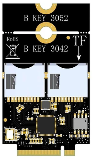 AJMRTC M.2 B-Key WWAN 4G Module Adapter Card, M.2 B Key to USB + Dual TF Card Expansion Board, Compatible with 3042 3052 WWAN Module for Desktop Embedded System AJMRTC M.2 B-Key WWAN 4G Module Adapter Card, M.2 B Key to USB + Dual TF Card Expansion Board, Compatible with 3042 3052 WWAN Module for Desktop Embedded System
