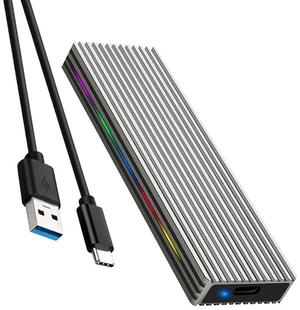 AJMRTC Silver M.2 M Key NVMe SSD Enclosure, USB3.1 Gen2 10Gbps / 5Gbps, Aluminum Alloy Portable NGFF Mobile Case with RGB Light, Includes USB C to A Cable for External Storage AJMRTC Silver M.2 M Key NVMe SSD Enclosure, USB3.1 Gen2 10Gbps / 5Gbps, Aluminum Alloy Portable NGFF Mobile Case with RGB Light, Includes USB C to A Cable for External Storage