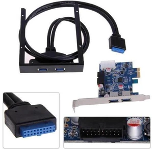 AJMRTC PCIe USB 3.0 Expansion Card with 3.5 Inch Front Panel, 2 Ports 5Gbps USB3.0 Bay Hub, HD Audio Headset Mic Jack, 19Pin Internal Header for Desktop Floppy Drive Bay PC Upgrade AJMRTC PCIe USB 3.0 Expansion Card with 3.5 Inch Front Panel, 2 Ports 5Gbps USB3.0 Bay Hub, HD Audio Headset Mic Jack, 19Pin Internal Header for Desktop Floppy Drive Bay PC Upgrade
