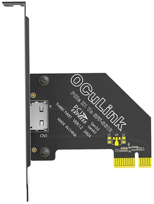 AJMRTC OCuLink SFF-8611 / SFF-8612 to PCIe 4.0 X1 Host Adapter Card, Gen4 Passive Riser with Full Long Profile Bracket, Cross-Platform Support for Mac OS, Windows, Linux, for Low-Speed NVMe Expansion AJMRTC OCuLink SFF-8611 / SFF-8612 to PCIe 4.0 X1 Host Adapter Card, Gen4 Passive Riser with Full Long Profile Bracket, Cross-Platform Support for Mac OS, Windows, Linux, for Low-Speed NVMe Expansion