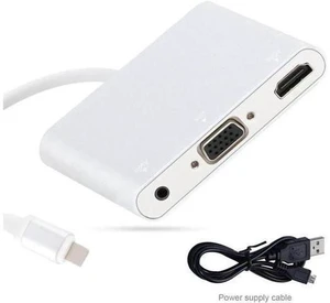 AJMRTC Aluminium Alloy 8Pin to HDMI VGA 3.5mm Audio Converter, 1080P HD Video Adapter for Old Mac, Laptop, Connect to TV Monitor Projector AJMRTC Aluminium Alloy 8Pin to HDMI VGA 3.5mm Audio Converter, 1080P HD Video Adapter for Old Mac, Laptop, Connect to TV Monitor Projector