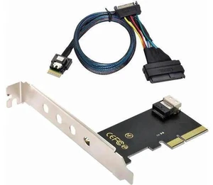 AJMRTC SF-025+104 PCIe 3.0 4.0 to SFF-8654 Slimline SAS Adapter Kit, SFF-8654 to U.2 SFF-8639 NVMe SSD Expansion Card with Cable for Motherboard Storage Upgrade AJMRTC SF-025+104 PCIe 3.0 4.0 to SFF-8654 Slimline SAS Adapter Kit, SFF-8654 to U.2 SFF-8639 NVMe SSD Expansion Card with Cable for Motherboard Storage Upgrade