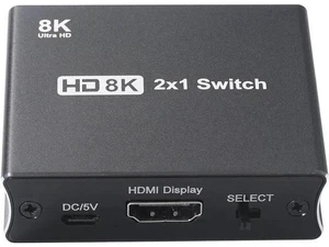 AJMRTC NK-W80 HDMI 2.1 2X1 Switcher 2 In 1 Out, 48Gbps High Speed Video Selector, Supports 8K@60Hz, 4K@120Hz, HDR HDCP2.3 for PS5 Xbox PC Monitor TV Projector AJMRTC NK-W80 HDMI 2.1 2X1 Switcher 2 In 1 Out, 48Gbps High Speed Video Selector, Supports 8K@60Hz, 4K@120Hz, HDR HDCP2.3 for PS5 Xbox PC Monitor TV Projector