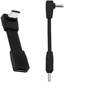 AJMRTC 2 Pack Short Flat USB4 Type-C Cable, 90 Degree Angled USB-C Male to Male / Male to Female Extension Cord, 80Gbps Data, 8K@60Hz Video, PD 240W Fast Charge, 2.01 Inch & 2.64 Inch Length, Black