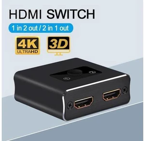 AJMRTC Bi-Directional HDMI 2.0 Switch Splitter, 2x1 / 1x2 HDMI Signal Selector, No External Power Required, Aluminum Alloy Housing, 4K@60Hz HDR HDCP2.2 Video Switcher for PC, Game Console, TV, Monitor AJMRTC Bi-Directional HDMI 2.0 Switch Splitter, 2x1 / 1x2 HDMI Signal Selector, No External Power Required, Aluminum Alloy Housing, 4K@60Hz HDR HDCP2.2 Video Switcher for PC, Game Console, TV, Monitor