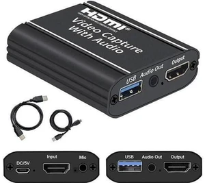 AJMRTC 4K HDMI Game Capture Card with HDMI Loop Out, USB 2.0 Audio Video Capture Adapter for Game Streaming, Live Broadcast, Video Recording AJMRTC 4K HDMI Game Capture Card with HDMI Loop Out, USB 2.0 Audio Video Capture Adapter for Game Streaming, Live Broadcast, Video Recording