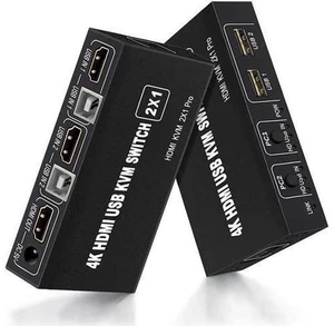 AJMRTC 2 Port HDMI KVM Switch, 2 In 1 Out HDMI USB Switcher, 2 Computers Share One Monitor, Keyboard, Mouse and USB Printer Flash Drive AJMRTC 2 Port HDMI KVM Switch, 2 In 1 Out HDMI USB Switcher, 2 Computers Share One Monitor, Keyboard, Mouse and USB Printer Flash Drive