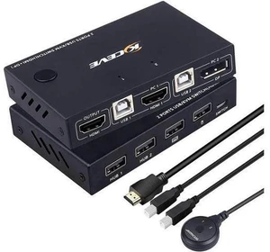 AJMRTC 2 Port DP + HDMI KVM Switch, DisplayPort and HDMI Mixed Input KVM Switcher, Share One Keyboard Mouse USB Peripherals for 2 Computers, 4K@60Hz Dual Video Input Switch Box AJMRTC 2 Port DP + HDMI KVM Switch, DisplayPort and HDMI Mixed Input KVM Switcher, Share One Keyboard Mouse USB Peripherals for 2 Computers, 4K@60Hz Dual Video Input Switch Box