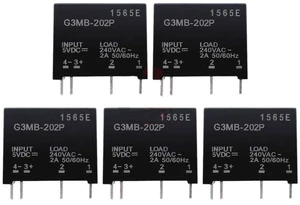 AJMRTC 5pcs G3MB-202P Solid State Relay Module, DC to AC PCB SSR, Input 5V DC, Output 240V AC, Low Level Trigger Relay Board for Arduino PLC Industrial Control AJMRTC 5pcs G3MB-202P Solid State Relay Module, DC to AC PCB SSR, Input 5V DC, Output 240V AC, Low Level Trigger Relay Board for Arduino PLC Industrial Control