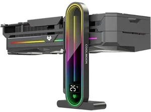AJMRTC Height Adjustable ARGB GPU Support Bracket with Real-Time Temperature Display, 5V 3PIN Addressable RGB Video Card Anti-Sag Holder, Magnetic Base Graphics Card Stand for Gaming PC Case AJMRTC Height Adjustable ARGB GPU Support Bracket with Real-Time Temperature Display, 5V 3PIN Addressable RGB Video Card Anti-Sag Holder, Magnetic Base Graphics Card Stand for Gaming PC Case