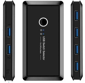 AJMRTC 2 In 4 Out USB 3.0 KVM Switch Selector, 2 Computers Share 4 USB3.0 Peripherals, 5Gbps USB Switcher for Keyboard, Mouse, Printer, Flash Drive, Scanner, Plug and Play Desktop USB Sharing Hub AJMRTC 2 In 4 Out USB 3.0 KVM Switch Selector, 2 Computers Share 4 USB3.0 Peripherals, 5Gbps USB Switcher for Keyboard, Mouse, Printer, Flash Drive, Scanner, Plug and Play Desktop USB Sharing Hub