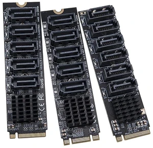 AJMRTC M.2 NGFF M-Key PCIe to 5 Port SATA3.0 Expansion Card, 6Gbps Per SATA Port, Total 16Gbps PCIe Bandwidth JMB585 Chipset Riser Adapter for NVMe M.2 Slot to SATA HDD SSD, NAS Server Storage Expansi AJMRTC M.2 NGFF M-Key PCIe to 5 Port SATA3.0 Expansion Card, 6Gbps Per SATA Port, Total 16Gbps PCIe Bandwidth JMB585 Chipset Riser Adapter for NVMe M.2 Slot to SATA HDD SSD, NAS Server Storage Expansi