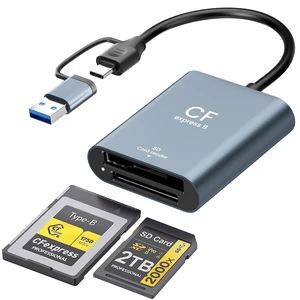 CFexpress Type B & SD Card Reader, USB 3.2 10Gbps Dual Slot, 2-in-1 USB-C/USB-A CFexpress Type B Adapter for Windows/Mac/Linux/Android, Ideal for Photographers & Videographers CFexpress Type B & SD Card Reader, USB 3.2 10Gbps Dual Slot, 2-in-1 USB-C/USB-A CFexpress Type B Adapter for Windows/Mac/Linux/Android, Ideal for Photographers & Videographers