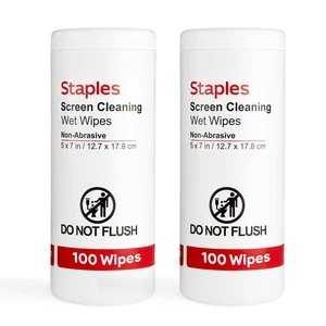 Screen Cleaning Wipes, 100 Per Tub, 2-Pack | Safe for monitors, laptops, and electronics. Removes dust, smudges, and grime.