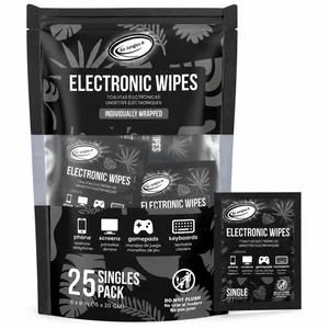 Electronic Wipes 25 Ct, Individually Wrapped, Ammonia Free | Instantly Remove Fingerprints Oil Smudge for Car Screen, Computers, Gaming Gear, Headset, , Keyboard, Phone, Laptop, Monitor Electronic Wipes 25 Ct, Individually Wrapped, Ammonia Free | Instantly Remove Fingerprints Oil Smudge for Car Screen, Computers, Gaming Gear, Headset, , Keyboard, Phone, Laptop, Monitor
