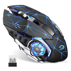 Q85 Rechargeable Wireless Gaming Mouse, Ergonomic Mouse Starry Black | 2.4GHz Optical, Quiet Click, 4 LED Light, Side Buttons, 3 Adjustable DPI, Ergonomic, Auto Sleeping, USB Receiver, Cordless Q85 Rechargeable Wireless Gaming Mouse, Ergonomic Mouse Starry Black | 2.4GHz Optical, Quiet Click, 4 LED Light, Side Buttons, 3 Adjustable DPI, Ergonomic, Auto Sleeping, USB Receiver, Cordless