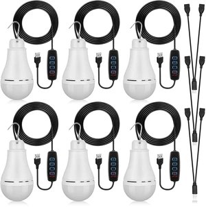6 Pcs USB Light String LED Portable Light Bulb USB Strip Emergency Lighting | 6.6 ft Length Cord Camping Lantern with Splitter Cable for Camping Porch Backyard Garage Warehouse Truck Fishing Boat 6 Pcs USB Light String LED Portable Light Bulb USB Strip Emergency Lighting | 6.6 ft Length Cord Camping Lantern with Splitter Cable for Camping Porch Backyard Garage Warehouse Truck Fishing Boat