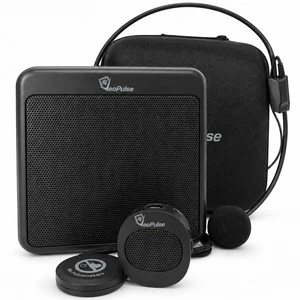 Voice Amplifier for Teachers, 40W Wireless Microphone, 8000mah | Teacher microphone for classroom use; compact, portable voice amplifier; auto-pairing magnetic mic; semi-rigid case included Voice Amplifier for Teachers, 40W Wireless Microphone, 8000mah | Teacher microphone for classroom use; compact, portable voice amplifier; auto-pairing magnetic mic; semi-rigid case included