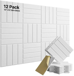 Sound Proof Foam Panels for Walls Self-Adhesive, 12-Pack 12"X12" | Cover 11.6 sq.ft, 150kg/m³ High-Density Polyester, Soundproof Wall Panels for Recording Studio, Home Theater, Office White Sound Proof Foam Panels for Walls Self-Adhesive, 12-Pack 12"X12" | Cover 11.6 sq.ft, 150kg/m³ High-Density Polyester, Soundproof Wall Panels for Recording Studio, Home Theater, Office White