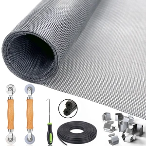 Window Screen Replacement, 6in1 Window Screen Door Repair Kit | 48"x118" Gray Screen Mesh, Steel/Nylon Bearing Roller, 0.14in x 50ft Spline, 8 Clips & Hook for Windows, Doors, Patio & RV Window Screen Replacement, 6in1 Window Screen Door Repair Kit | 48"x118" Gray Screen Mesh, Steel/Nylon Bearing Roller, 0.14in x 50ft Spline, 8 Clips & Hook for Windows, Doors, Patio & RV