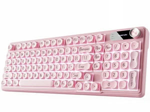Wireless Gaming Keyboard with Number Pad, Soft Click Typing, Rechargeable | Tri-Mode Bluetooth/2.4G/USB-C, RGB Backlit, Jelly Keycaps-98 Keys Creamy Keyboard with Media knob, Tilt Legs, Pink, EWEADN