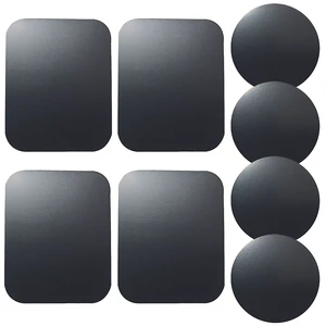 Replacement Metal Plates Set (8 Pack) for Magnetic Car Phone Holders, Wall, Air Vent Mounts, Cases, Magnets. Kit of 4 Black Round and 4 Rectangular Iron Discs Without Holes. 3M Adhesive Backing. Replacement Metal Plates Set (8 Pack) for Magnetic Car Phone Holders, Wall, Air Vent Mounts, Cases, Magnets. Kit of 4 Black Round and 4 Rectangular Iron Discs Without Holes. 3M Adhesive Backing.