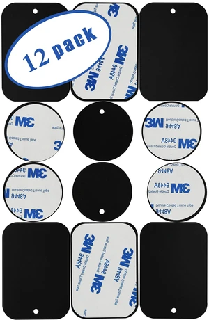 Universal Metal Plates with 3M Adhesive for Magnetic Car Mounts | Use for Cell Phone, Tablet Holder, Cradle-Less and Air Vent Mount, 6 Rectangular, 6 Round, Black (Not a Magnet) Universal Metal Plates with 3M Adhesive for Magnetic Car Mounts | Use for Cell Phone, Tablet Holder, Cradle-Less and Air Vent Mount, 6 Rectangular, 6 Round, Black (Not a Magnet)